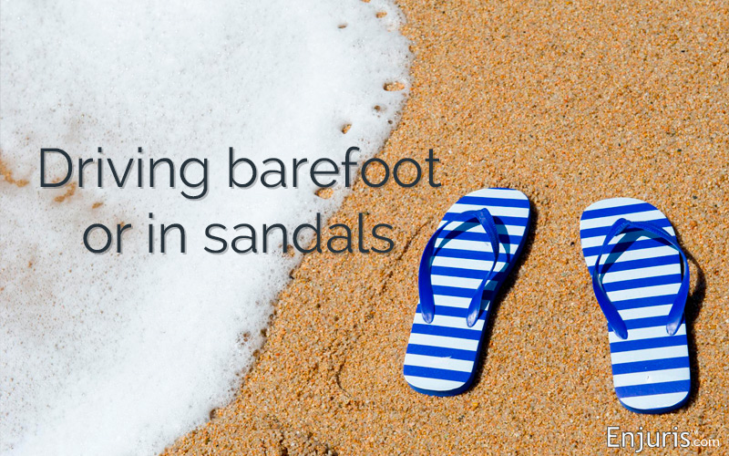 Driving barefoot or in flip flops is legal in Florida