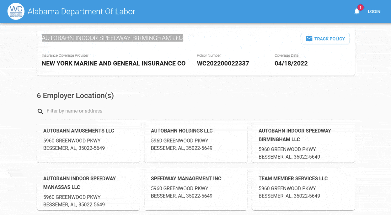 Alabama Department of Labor verification tool