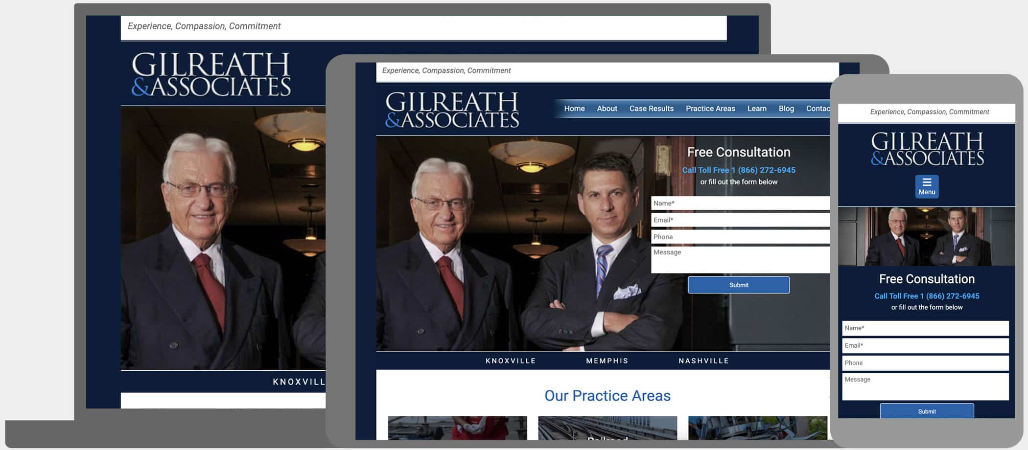 Gilreath & Associates: SEO friendly design featuring analytics & reporting, blog, knowledge center, premium linkable content and responsive site