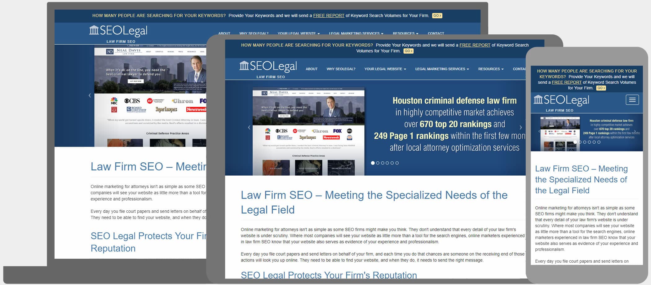 SEO Legal: SEO friendly design featuring blog and responsive site