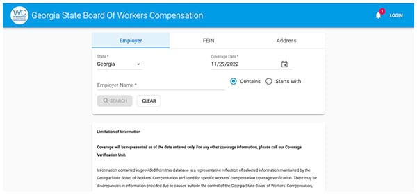 Workers compensation verification tool